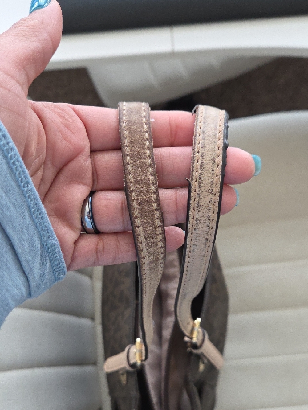 Michael Kors Jet Set East West Signature Monogram Tote Bag in Brown - Picture 8 of 17